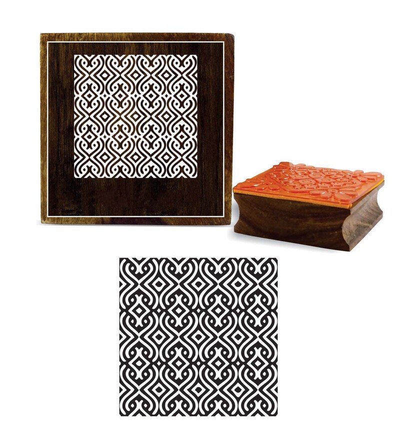 Stamp Indian Wooden Brown Textile Stamps Wood Printing Block Decorative Block