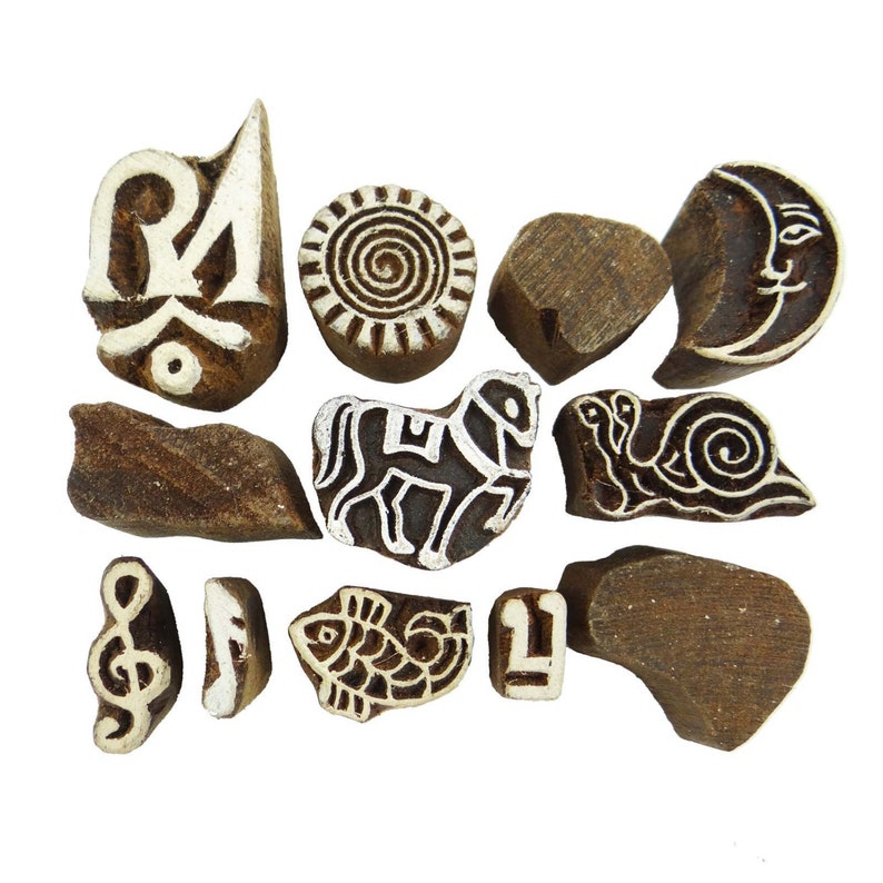 Wood Block Stamp Textile Printing Block Stamps for Clay Etsy