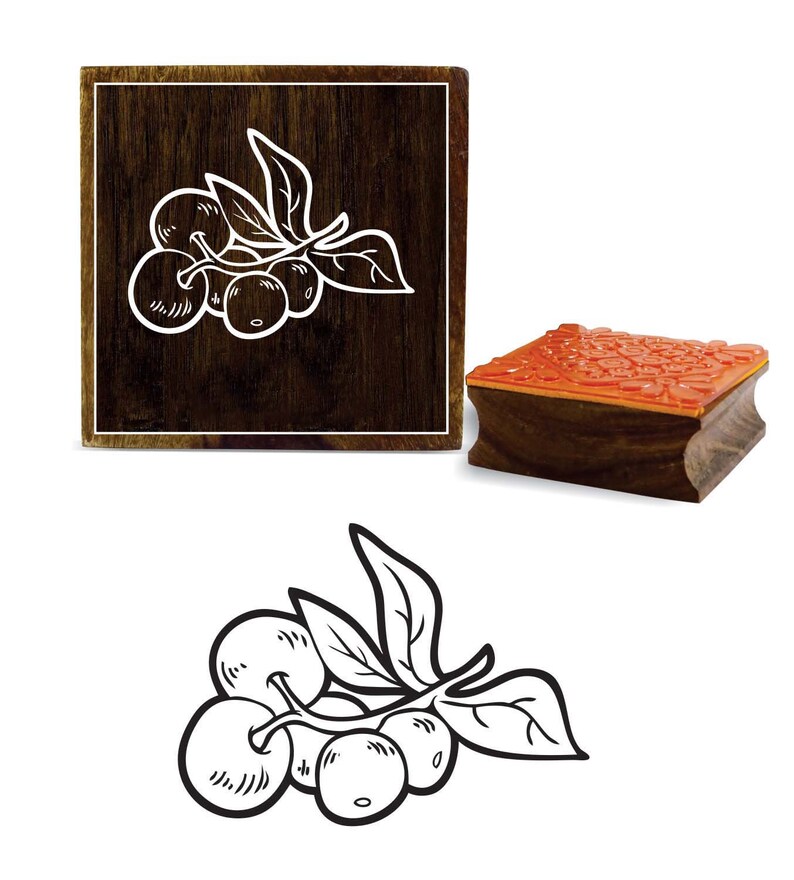 Craft Textile Fabric Printing Stamp By 1 Pc PRB-578 Pottery Scrapbook Stamp Designer Grapes Pattern Stamp Square Wooden Rubber Stamp