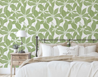 S4Sassy Peel & Stick vinylbehang, behang met gestippelde bladeren contactpapier waterdicht-groen verwijderbare wandbekleding voor interieur, slaapkamers