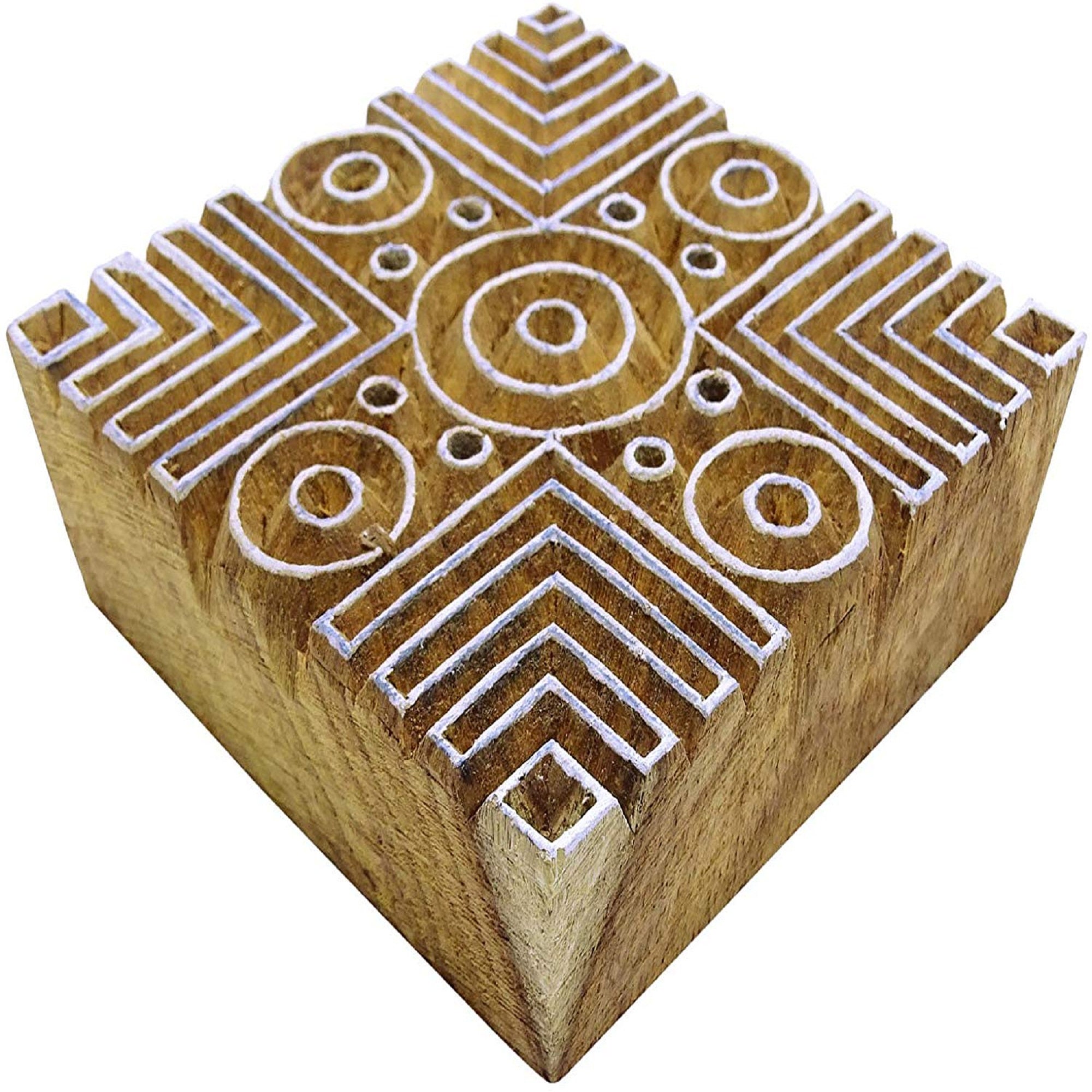 Indian Hand Carved Printing Block Geometric Pattern Stamp Etsy
