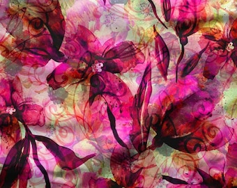 Fuschia Pink Floral Cotton Fabric – Printed Quilting Material