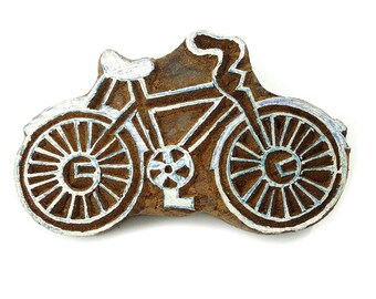 Hand Carved Cycle Wood Block, Indian Textile Stamp