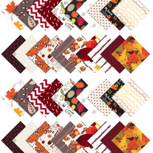 Soimoi Precut Autumn Fall Theme Prints Cotton Fabric Bundle Quilting Squares Charm Pack DIY Patchwork Sewing Craft, Fat Quarter Layer Cakes