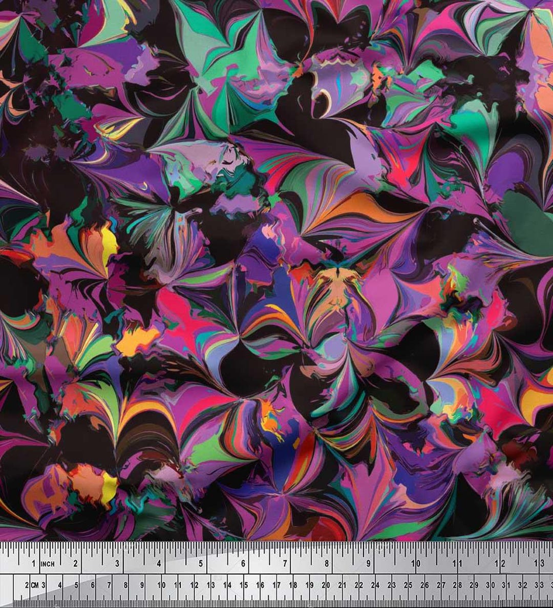 Abstract Block Print Cotton Fabric – Violet Artistic Fusion - Etsy