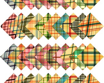Cuadrados de tela de algodón precortados: Paquete de encanto con estampado de cuadros de 10x10 pulgadas, para patchwork.