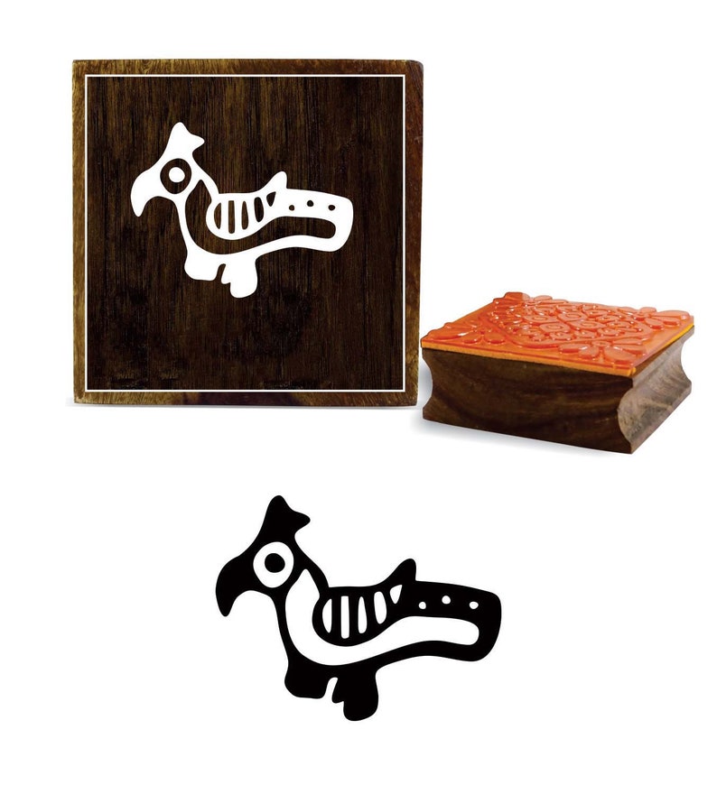 Square Rubber Stamp Diary Card Print Bird Design Wooden Textile Decorative Stamp Craft Fabric Print Block PRB-1136 By 1 Pc Printer Stamp