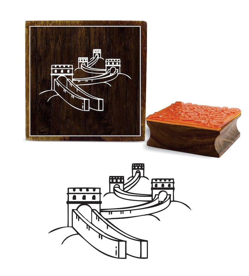 Great Wall of China Pattern Stamp Block Diy Printing Square Etsy