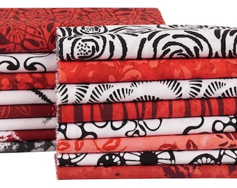 Soimoi 16 Pc Fat Quarter Bundle,Red Batik Print 18"x 22" DIY Patchwork- 100% Cotton Pre-Cut Quilting Fabric