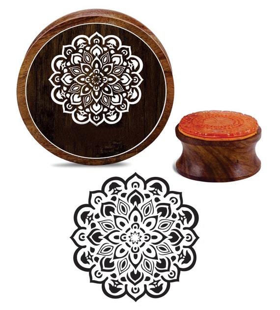 Textil Stempel Dekorative Holz Druck Block Blumenmuster Indisch Handgeschnitzt 