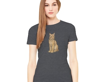 Women&#39;s T-shirt with lynx motif - 100% cotton LynxTex
