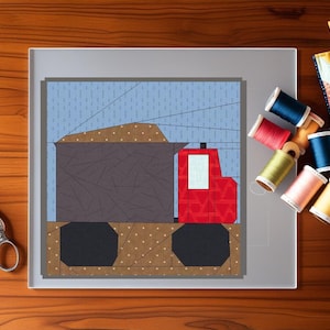 Printable FPP Pattern for 12x12 and 15x15 inch Quilt Block - Dump Truck