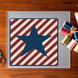 Printable FPP Pattern for 15x15 inch Quilt Block - Star Spangled