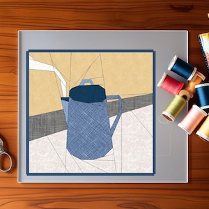 Printable FPP Pattern for 12 x 12 inch Quilt Block - Coffee Pot Camping Kettle