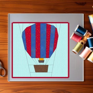 Printable FPP Pattern for 12 x 12 inch Quilt Block - Hot Air Balloon