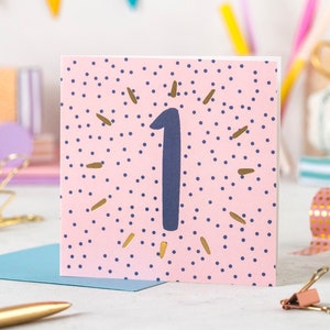 Carte de premier anniversaire - Carte d'anniversaire d'âge numéro 1 - Carte de 1er anniversaire
