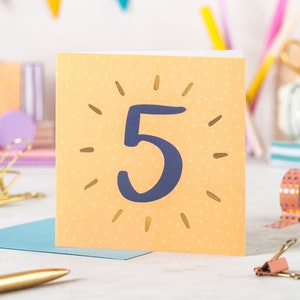 Carte de cinquième anniversaire - Carte d'anniversaire de 5 ans - Carte de 5 ans