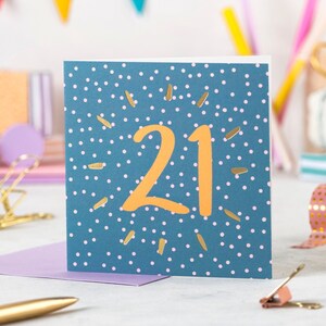 Biglietto d'auguri per il 21° compleanno - Numero 21 Biglietto d'auguri per l'età - Biglietto d'auguri per 21 anni
