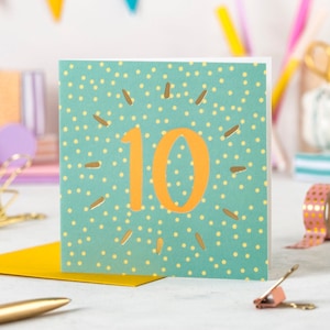 10e verjaardagskaart - Nummer 10 Leeftijd verjaardagskaart - Tiende verjaardagskaart