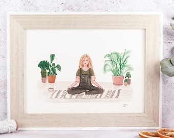 Meditation illustration - self care gift for yoga lovers by Sunshine for Breakfast.