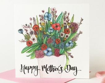 Happy Mother's Day Card. Floral Illustration Card for Mum by Sunshine for Breakfast