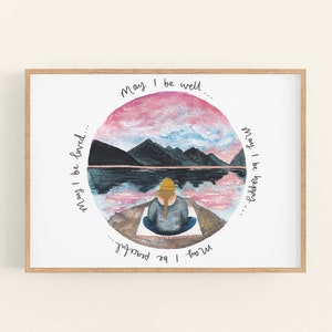 Stampa meditativa. Meditazione in montagna con mantra positivo - Regalo per la cura di sé con affermazione di Sunshine for Breakfast