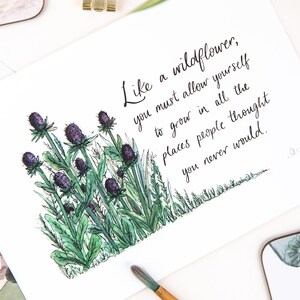 Stampa A5 o A4 - Citazione "Come un fiore di campo" - Stampa motivazionale con affermazione quotidiana di Sunshine for Breakfast.