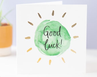 Good luck card. Green good luck card with Luxury gold foiling by Sunshine for Breakfast