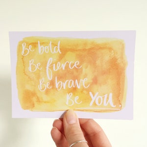 Be Brave quote postcard positive affirmation print motivational quote. Positive postcard by Sunshine for Breakfast image 4