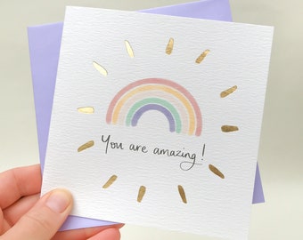 You are amazing card. Thank you rainbow card. Encouragement card for friend by Sunshine for Breakfast.