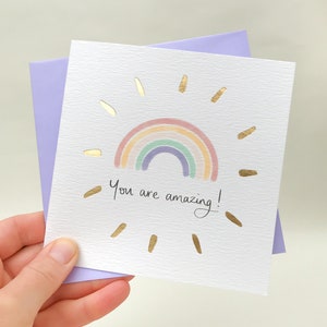 You are amazing card. Thank you rainbow card. Encouragement card for friend by Sunshine for Breakfast.