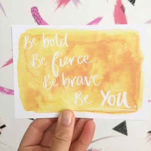 Be Brave quote postcard positive affirmation print motivational quote. Positive postcard by Sunshine for Breakfast image 1