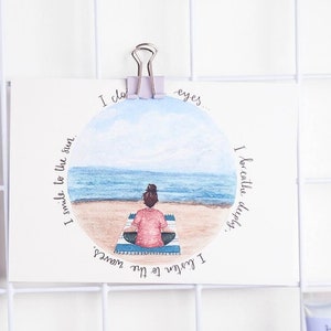 Beach Meditation postcard. Digital postcard. Gratitude print. Affirmation card. image 3