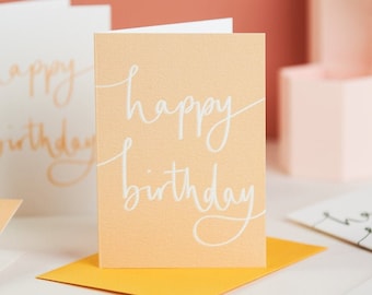 Mini Happy Birthday notecard - yellow & white - by Sunshine for Breakfast