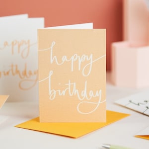 Mini Happy Birthday notecard - yellow & white - by Sunshine for Breakfast