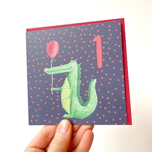 Cartão de 1º aniversário - Cartão de aniversário de animal infantil
