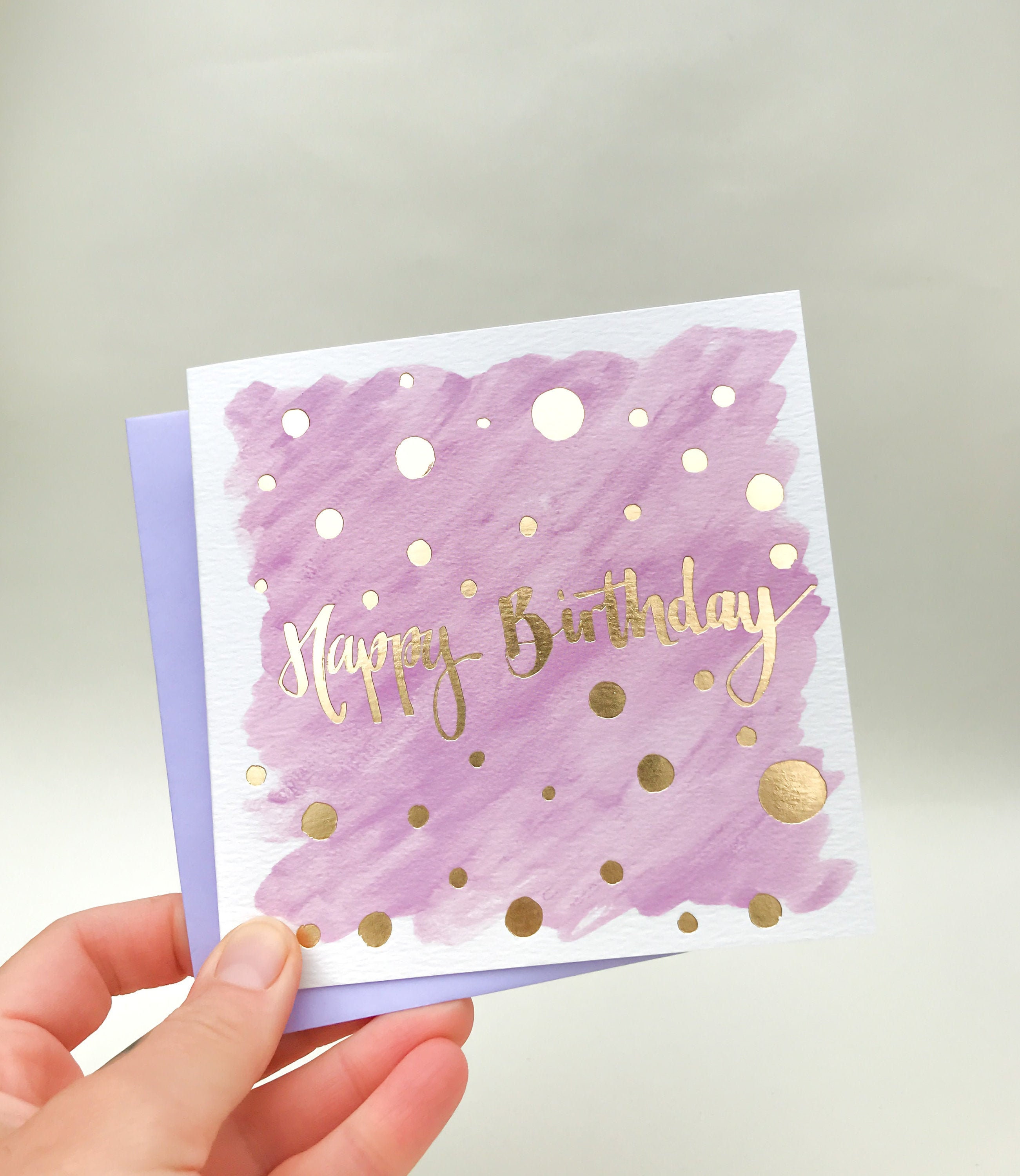 Purple And Gold Foil Happy Birthday Card Lilac Birthday Card Etsy Singapore