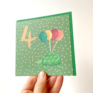 Biglietto di auguri per il 4° compleanno: biglietto di compleanno per animali per bambini
