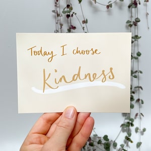 Je choisis la gentillesse - Carte postale pour l'affirmation. Carte postale positive de Sunshine pour le petit-déjeuner