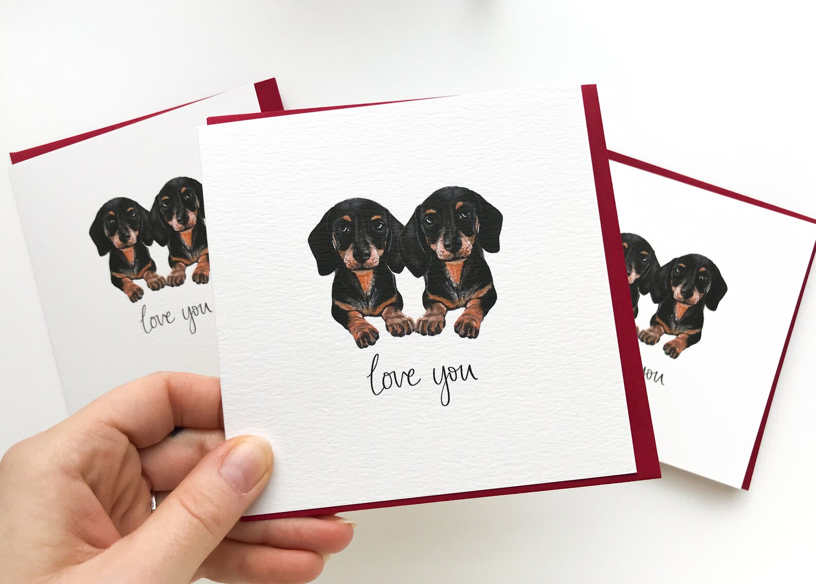 Love you Sausage dogs card. Cute sausage dog valentines card Etsy