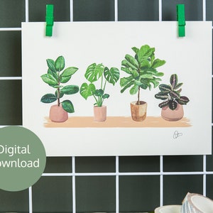 観葉植物のイラスト - デジタルプリント - 印刷可能な引用アート