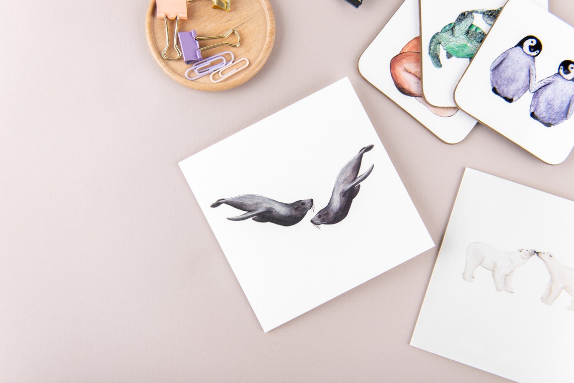 Cute Seals Card. Seal Birthday Card. Kids Birthday Animal Card Etsy UK