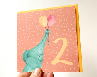 2nd Birthday Card - Children's Animal birthday card