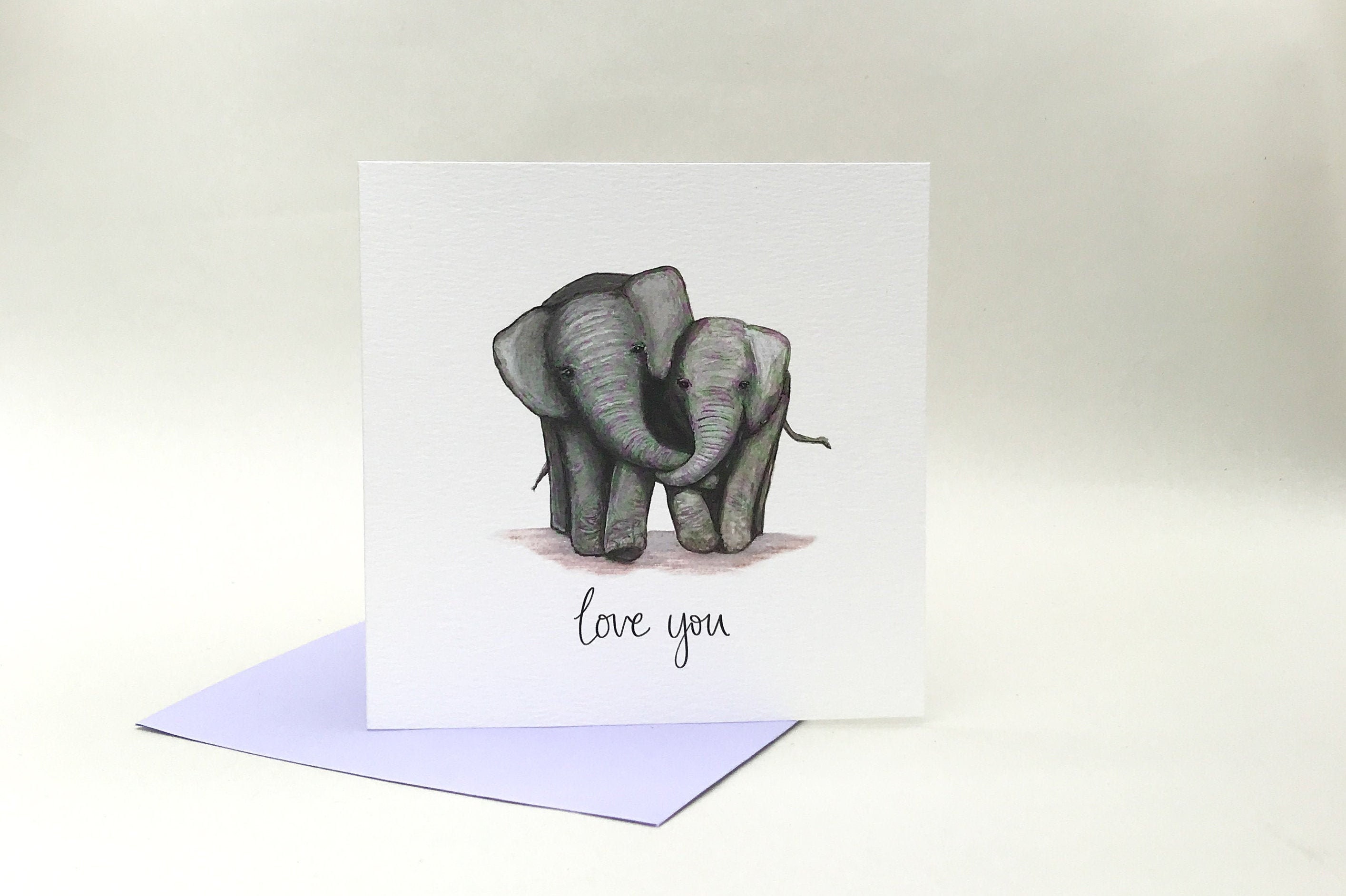 Love You Elephants Cute Animals Anniversary Card by Sunshine - Etsy