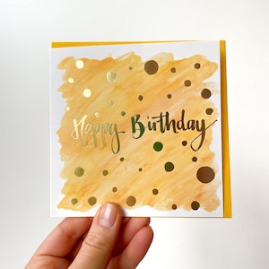 Orange Happy Birthday Gold Foil Card - orange Geburtstagskarte von Sunshine zum Frühstück