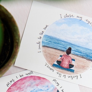 Beach Meditation postcard. Digital postcard. Gratitude print. Affirmation card. image 2