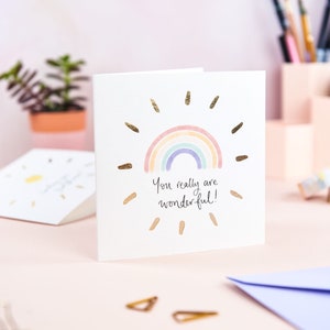 Eres una tarjeta maravillosa. Gracias tarjeta arcoiris. Tarjeta de agradecimiento de Sunshine for Breakfast.