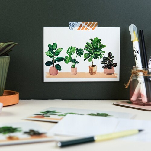 House plants postcard - illustrated house plants by Sunshine for Breakfast