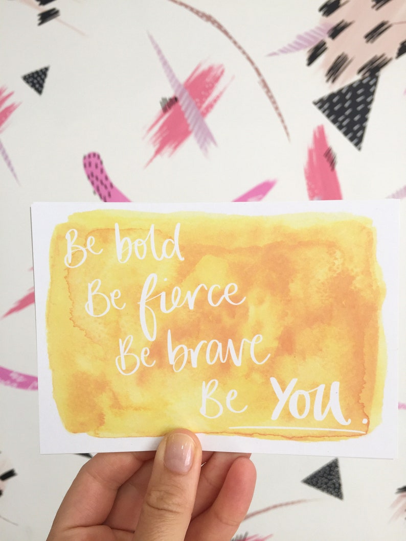 Be Brave quote postcard positive affirmation print motivational quote. Positive postcard by Sunshine for Breakfast image 1