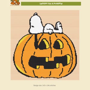 Snoopy on a Pumpkin Cross Stitch Pattern